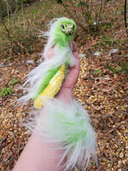 Asian Mini Serpent Green and Yellow Art Doll